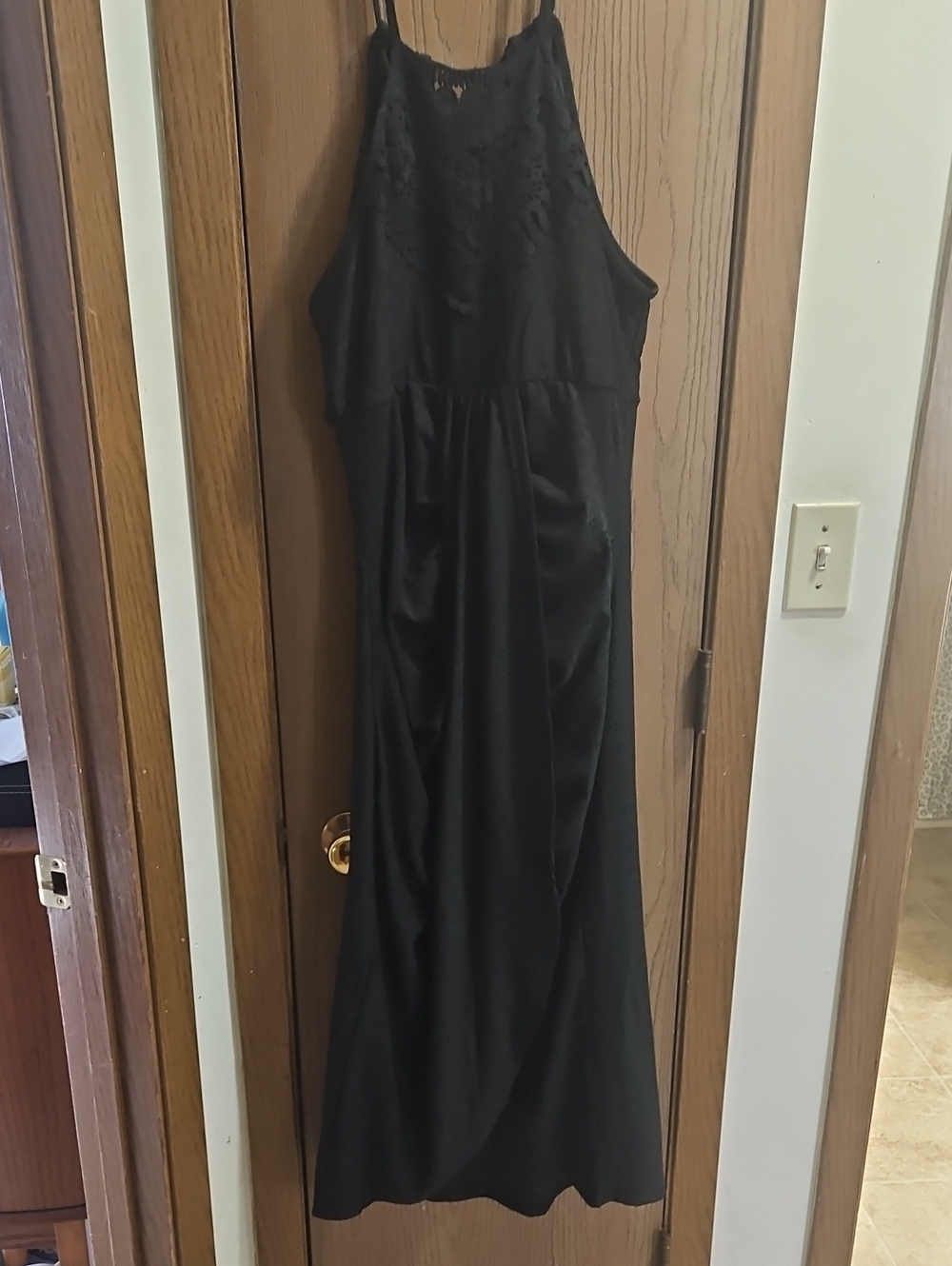 Black Halter Midi Dress with Subtle Bodice Detail